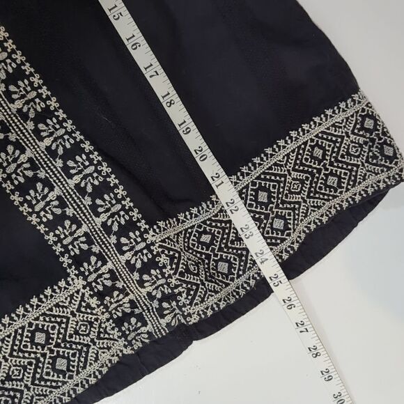 Madewell Camelia Tassel Top Black Cotton Embroidered Tassels Boho V-Neck XXS - Picture 11 of 11